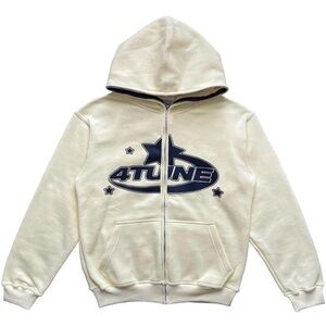 YEOU Womens Star Letter Print Zip Up Loose Hoodie New With Tags Size Large